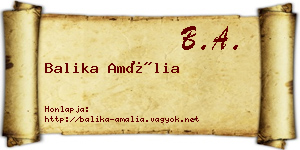 Balika Amália névjegykártya